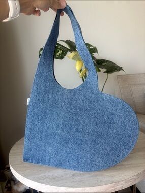 Coperni Small Denim Heart Tote Bag - Blue